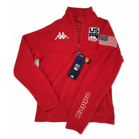 Kappa 6CENTO USA Fleece Jacket Small Red Half-Zip Pullover Ski Team USA Official - Picture 1 of 9
